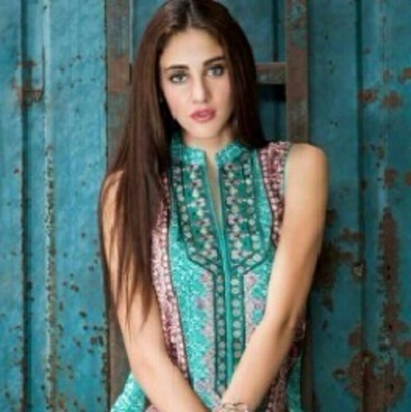 Orient Blue Cotton Lawn Dress - Picture 1 of 1
