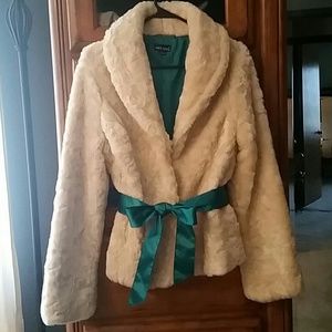 Soft faux cream fur coat