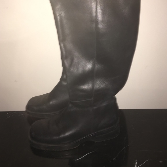 LL bean black leather wide calf boots