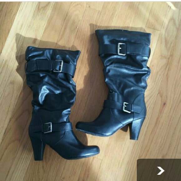 *****SOLD*****Black Faux Leather Boots Sz. 8.5