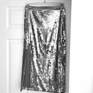 Silver Sequence midi skirt!! By NastyGal