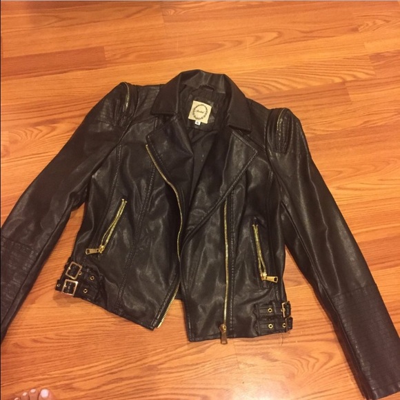 Faux Leather Biker Jacket Black