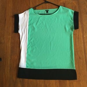 Ann Taylor color block mint chiffon- like t shirt
