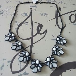 Frosted white crystal black chain necklace