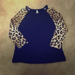 Black and Leopard boutique long sleeve shirt