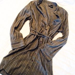 Grey pinstripe button shirt dress!