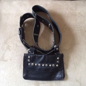 Black belted fanny pack wristlet style