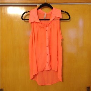 Neon orange blouse tank size M
