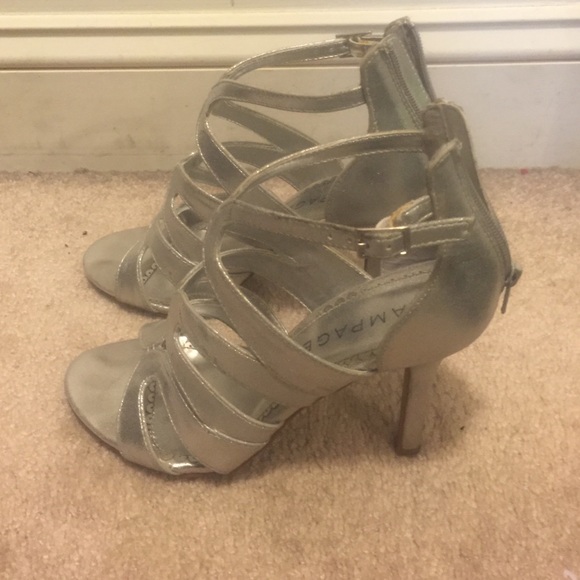 Silver prom shoes heels