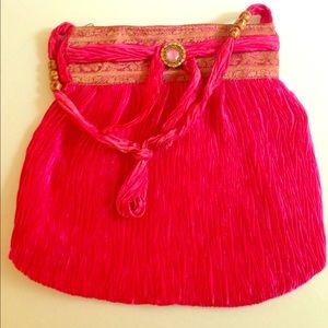SATIN HOT PINK PURSE FROM INDIA