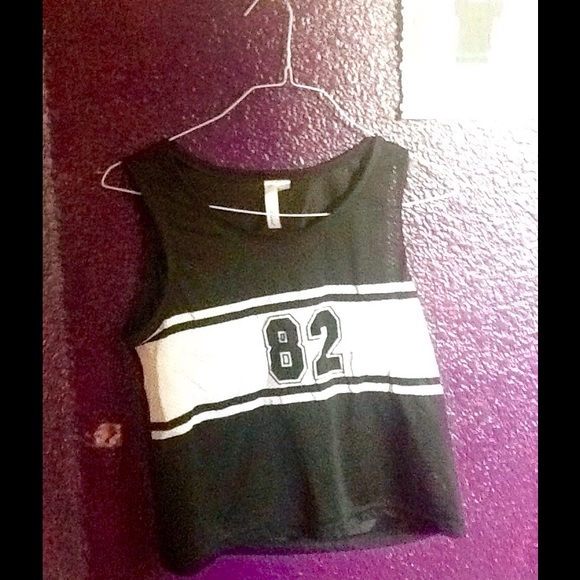 See through "82" jersey tank top