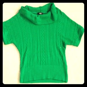 Green. Cowl neck sweater