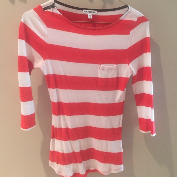 Express three quarter sleeved striped tee