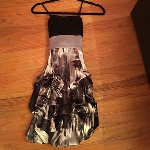 Black, grey and white dress,