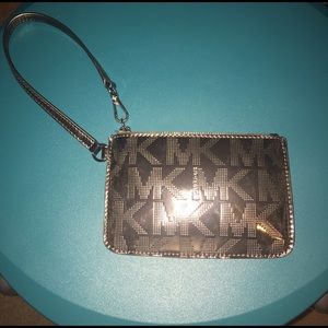 Michael Kors metallic silver wristlet