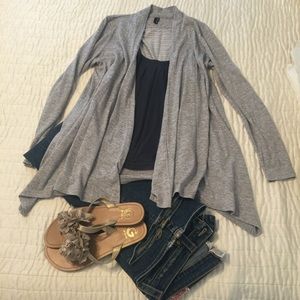 Grey open front cardigan. Size S