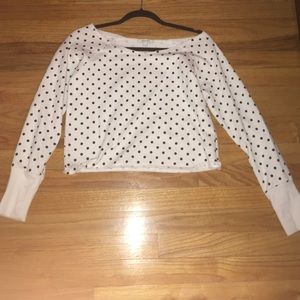 White with black polka dot sweatshirt