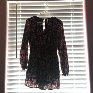 Floral long-sleeve romper