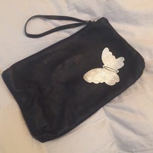 Black leather clutch