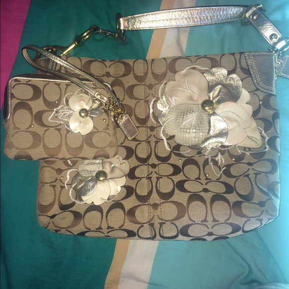 Brown Coach purse and wristlet