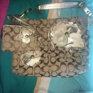 Brown Coach purse and wristlet