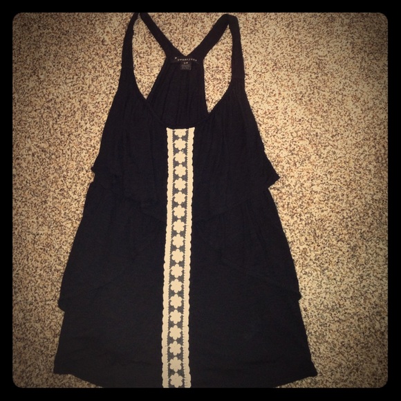 black tank top with white lace