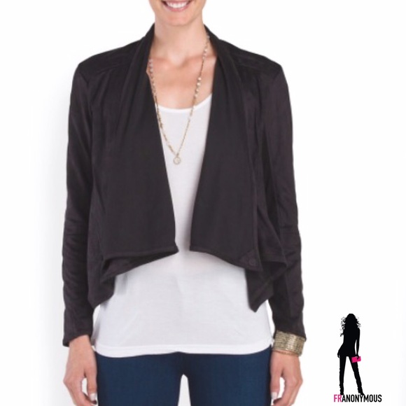 Athena Marie Jackets & Blazers - Black Faux Suede Drape Jacket Athena Marie Jackets & Blazers - Black Faux Suede Drape Jacket