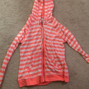 Striped zip up hoodie