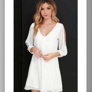 White shift dress