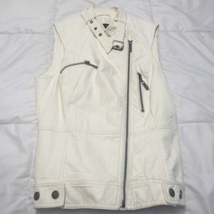 BEBE white leather vest