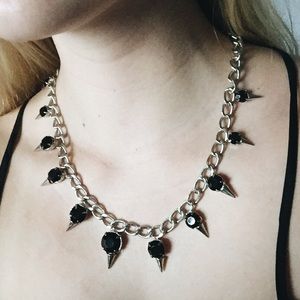 Black and silver necklace with studs