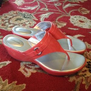coral wedge sandals