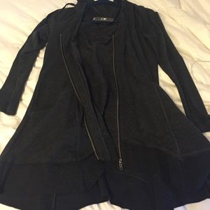 long zip-up asymetrical hoodie