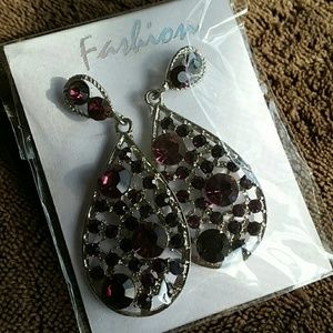 Cute Purple Diamond Earrings