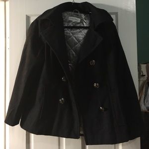 Calvin Klein Dark Grey Wool Coat with Hoodie