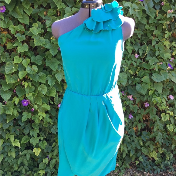 Silk Teal One Shoulder Dress