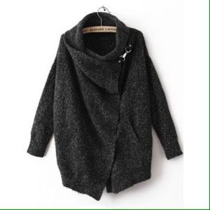 Black long sleeve drape sweater