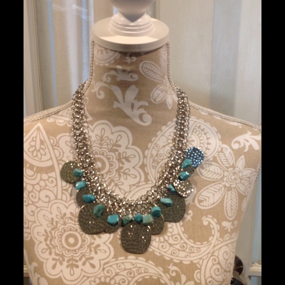 Turquoise and silver necklace. MSRP $34