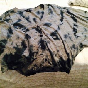 Tie dyed grey dolman cardigan