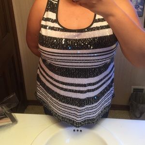 Striped racer back top with sequins!