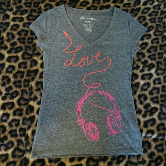 Gray Graphic V-neck Tee