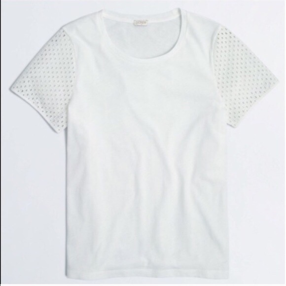 ♡2xHP♡⚬J. Crew⚬Ivory Eyelet Tee - Picture 2 of 2