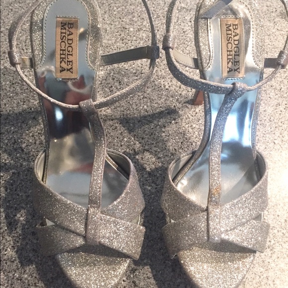 Badgley Mischka Silver Sparkle Heels