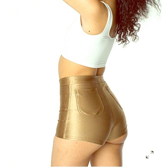 American Apparel Gold Disco Shorts
