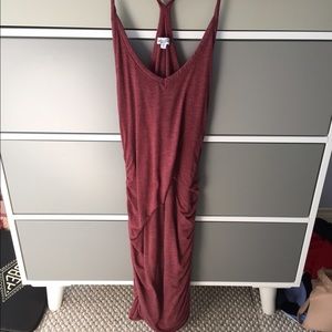 Splendid Shirred Dress in maroon