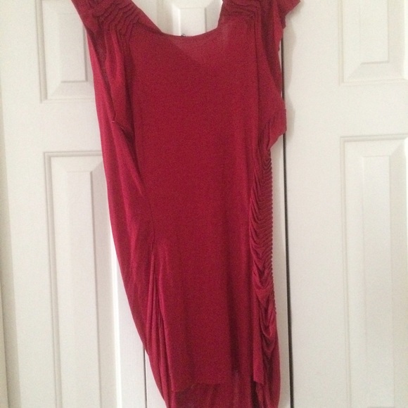 Asymmetric Red Elongated Tank Sz L - Picture 5 of 5