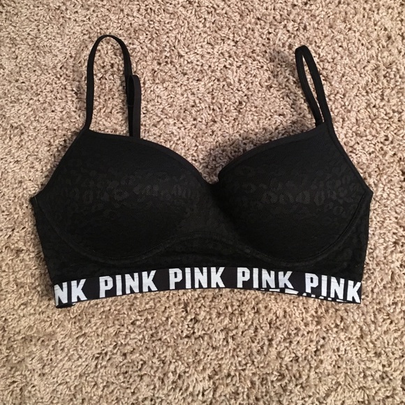 Victoria's Secret Pink black lace bra size small