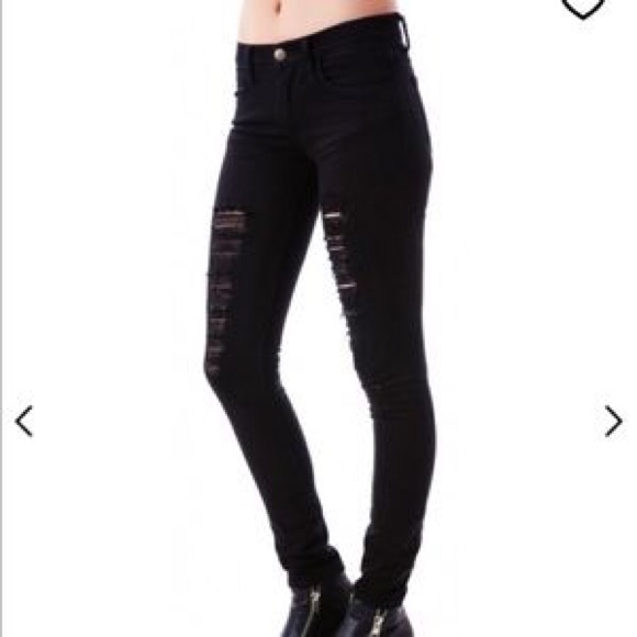 Wildfox Marianne Mid Rise Distressed Skinnies