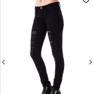 Wildfox Marianne Mid Rise Distressed Skinnies