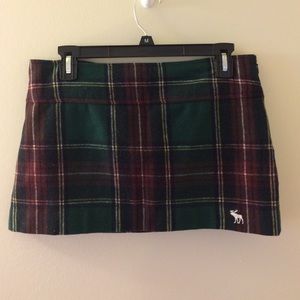 Abercrombie & Fitch Green n Red Plaid Wool Skirt